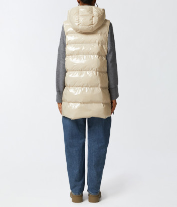 Дутый жилет PINKO 103825 с глянцевой фактурой бежевый