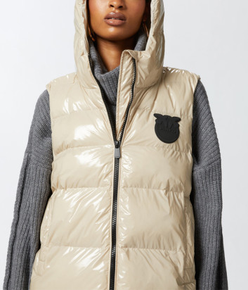 Дутый жилет PINKO 103825 с глянцевой фактурой бежевый