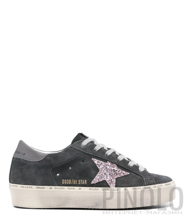 Замшевые кеды GOLDEN GOOSE Hi Star GWF00118 F006202 серые с глиттером Замшевые кеды GOLDEN GOOSE Hi Star GWF00118 F006202 серые с глиттером