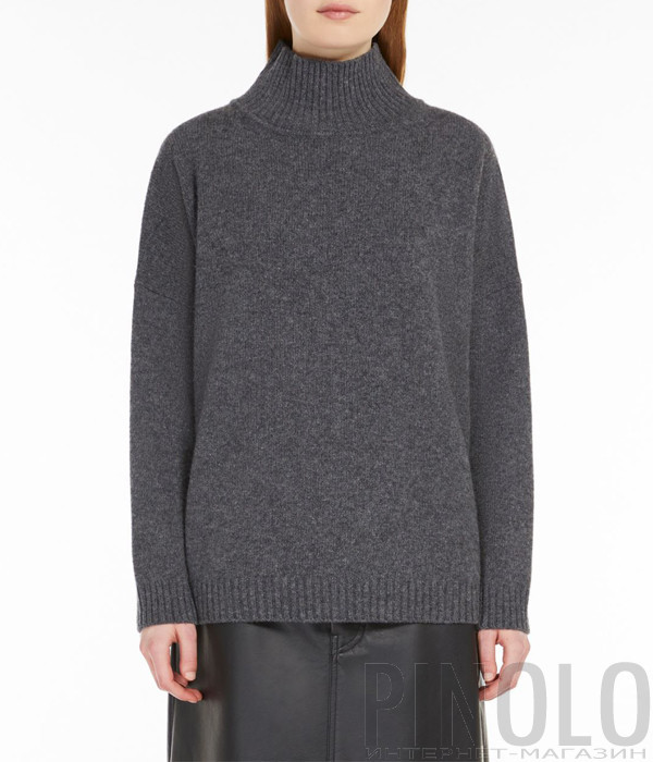 Шерстяной свитер WEEKEND Max Mara 5366084206007 с высоким воротником серый