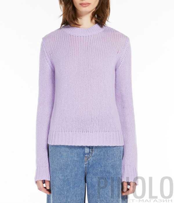 Кашемировый свитер WEEKEND Max Mara 5366094206007 с круглым вырезом лиловый