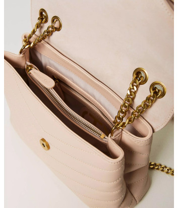 Сумка на цепочке TWINSET 241TB7340 в стеганной коже пудровая