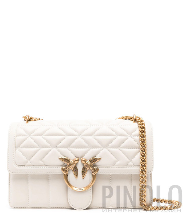 Сумка с золотистой фурнитурой PINKO Love One Classic 100941 в стеганной коже молочная