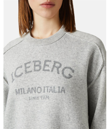 Серый свитер ICEBERG A01174828992 с круглым вырезом и логотипом
