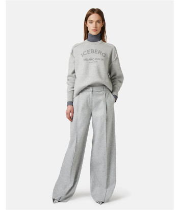 Серый свитер ICEBERG A01174828992 с круглым вырезом и логотипом