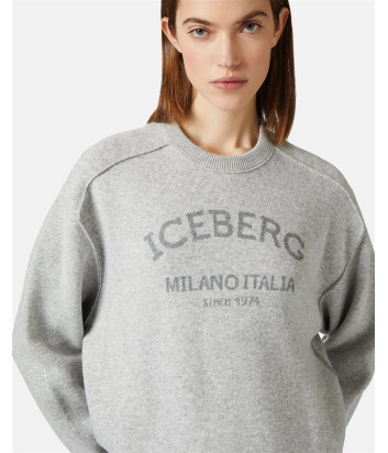 Серый свитер ICEBERG A01174828992 с круглым вырезом и логотипом