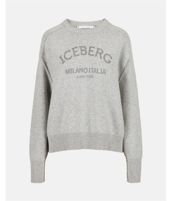 Серый свитер ICEBERG A01174828992 с круглым вырезом и логотипом