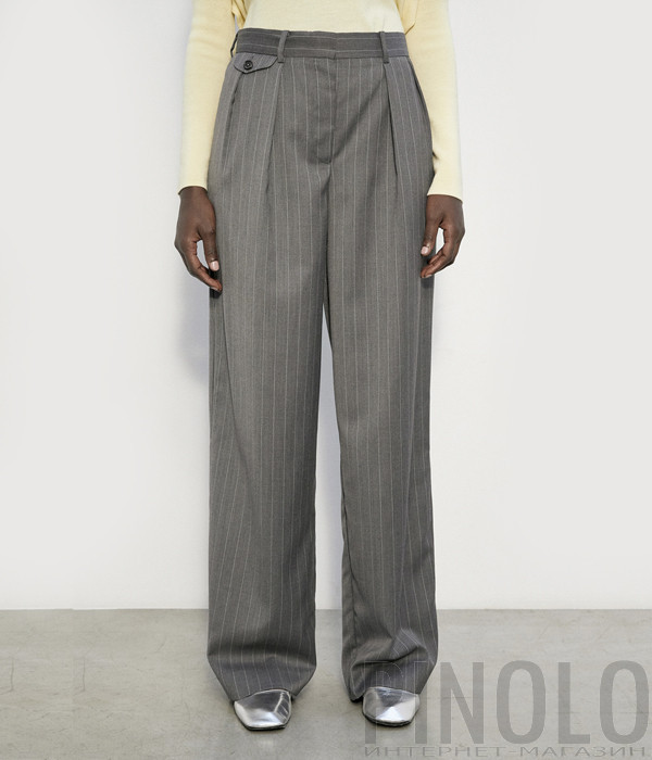 Широкие брюки-палаццо MEIMEIJ M4ILL5 серые в полоску