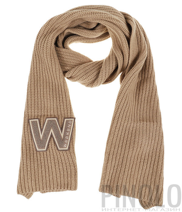 Длинный шарф WEEKEND Max Mara 5746014506015 из чистой шерстяной пряжи карамельный