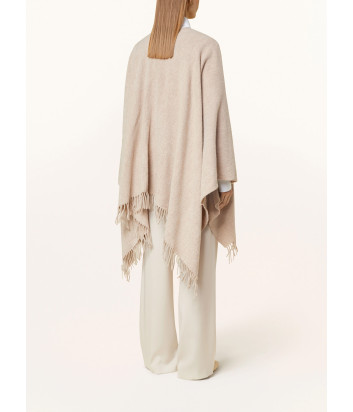 Шерстяное пончо MAX MARA Leisure 2426736028600 с логотипом и бахромой бежевое