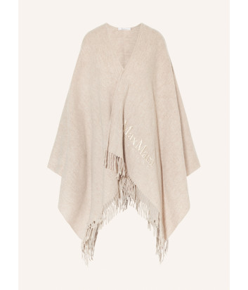 Шерстяное пончо MAX MARA Leisure 2426736028600 с логотипом и бахромой бежевое