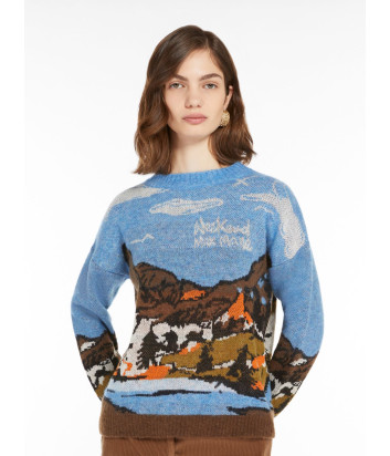 Свитер из тонкой шерсти и пряжи альпаки WEEKEND Max Mara 5366274206001 с жаккардовым узором