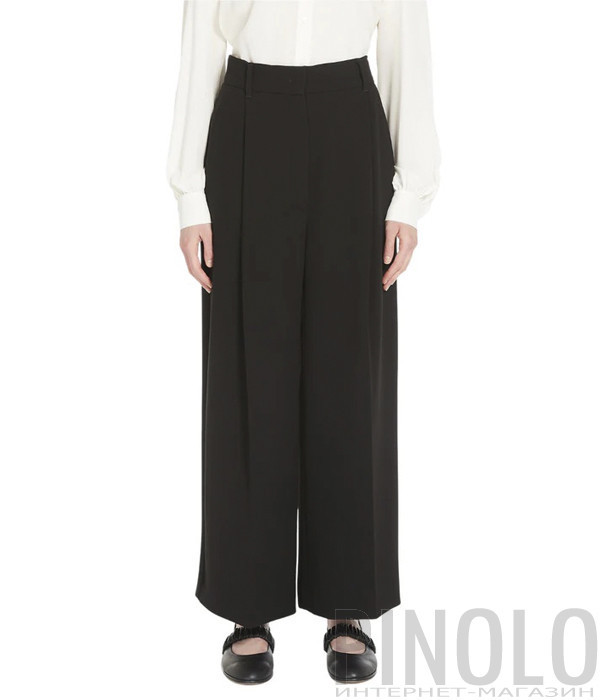 Укороченные брюки MAX MARA Studio 6136104206003 из чистой шерсти черные