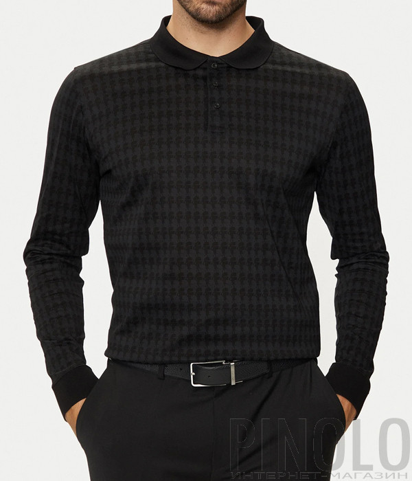 Мужское поло KARL LAGERFELD 745009 544202 с длинным рукавом черное Мужское поло KARL LAGERFELD 745009 544202 с длинным рукавом черное