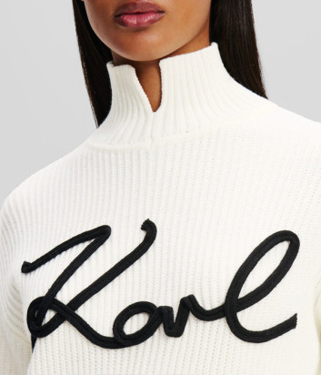Женский свитер KARL LAGERFELD 246W2000 с вырезом на шее белый