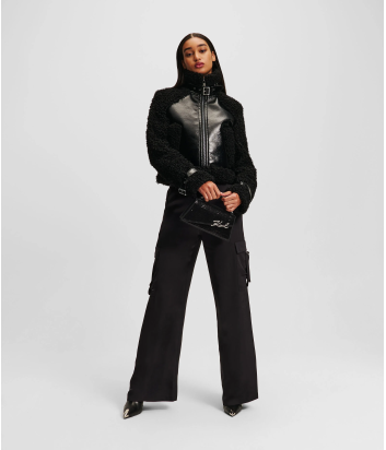 Дубленка KARL LAGERFELD 246W1507 из эко-меха черная