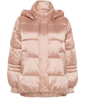 Пуховик с капюшоном TWINSET 242TP2300 из жаккардового нейлона бежевый