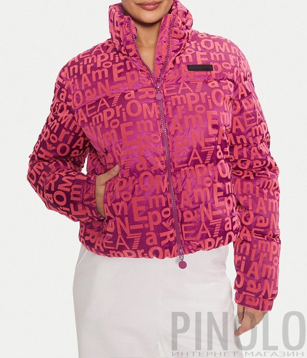 Женская куртка EA7 Emporio Armani 7W000009 AF10265 с принтом малиновая