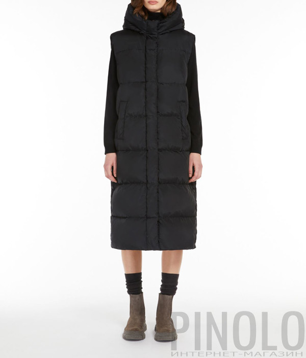 Длинный жилет WEEKEND Max Mara 5296014206004 из водоотталкивающей тафты черный