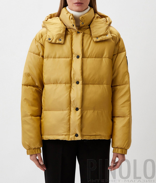 Куртка утепленная PINKO 103821 A1ZR с капюшоном желтая