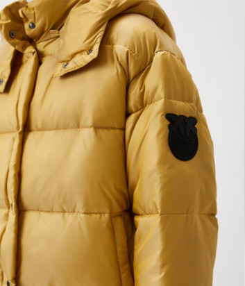 Куртка утепленная PINKO 103821 A1ZR с капюшоном желтая