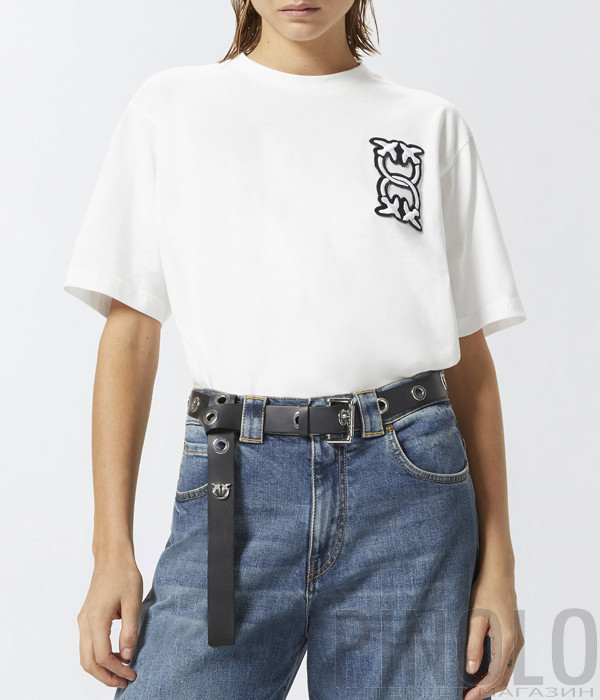 Футболка PINKO 104043 A23D белая с логотипом