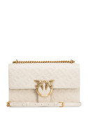 Сумка на цепочке PINKO Classic Love con Logo 100941 в коже с тиснением молочная