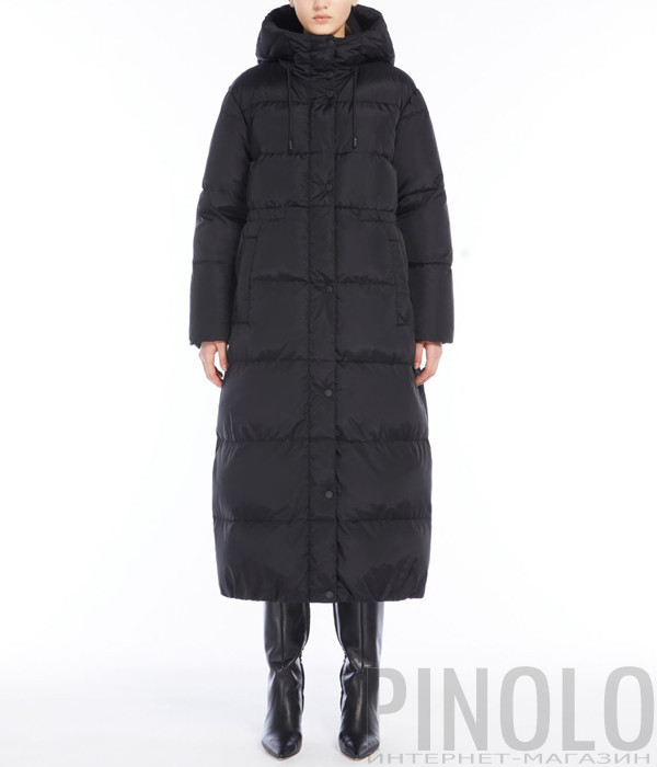 Длинный пуховик WEEKEND Max Mara 5496054206004 из водоотталкивающей тафты черный