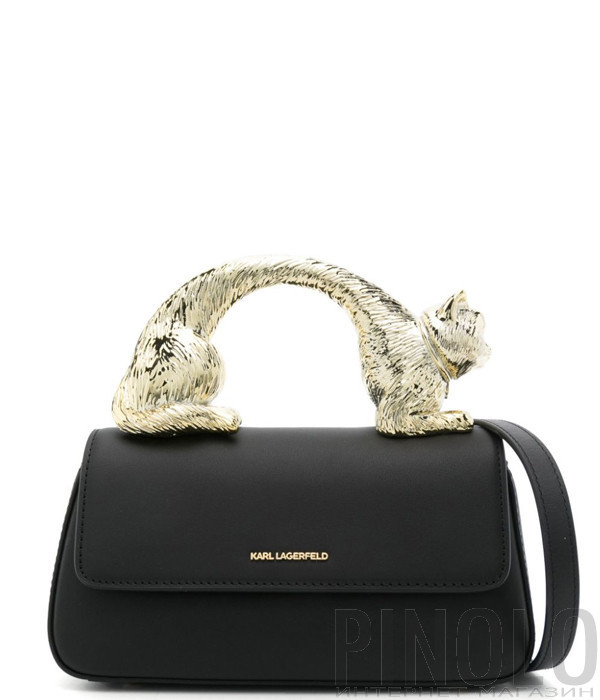 Маленькая сумочка KARL LAGERFELD 246W3079 с декоративной ручкой черная