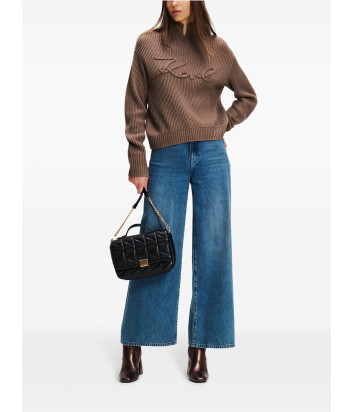 Джемпер KARL LAGERFELD 246W2000 с вырезом на горловине коричневый