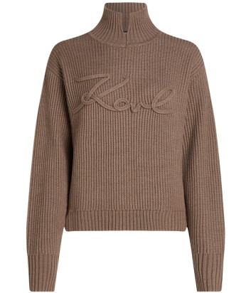 Джемпер KARL LAGERFELD 246W2000 с вырезом на горловине коричневый