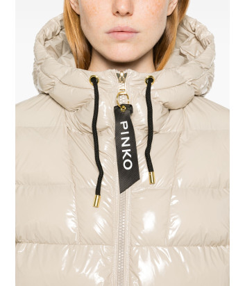 Женский пуховик PINKO 101597 A11K с глянцевой фактурой бежевый