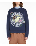 Хлопковая толстовка WEEKEND Max Mara WE5926024206001 с принтом синяя