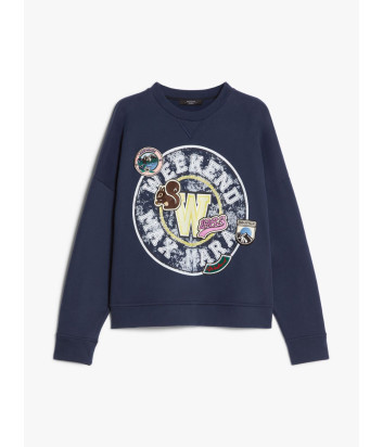 Хлопковая толстовка WEEKEND Max Mara WE5926024206001 с принтом синяя