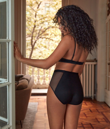 Трусики высокой посадки JANIRA Subtile 31174 со вставками из тюля черные