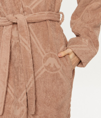 Женский хлопковый халат EMPORIO ARMANI 164886 4F291 бежевый