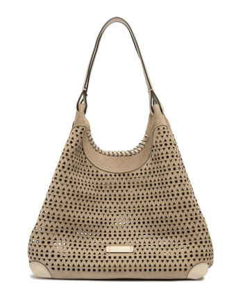 Замшевая сумка GIANNI CHIARINI DUA 11682 с перфорацией бежевая