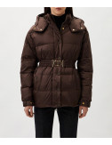 Короткий пуховик TWINSET 242TT2381 с капюшоном коричневый