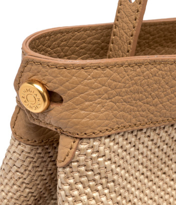 Кожаная сумка GIANNI CHIARINI OTTAVIA 11642 с плетенной соломенной отделкой бежевая