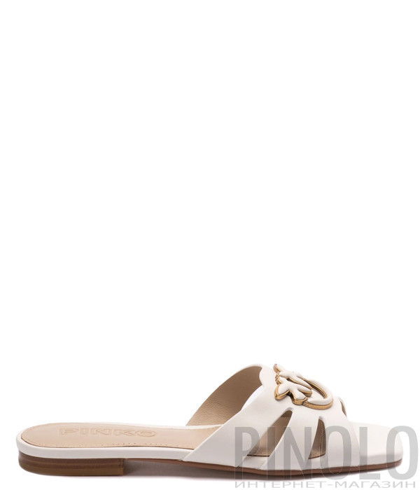 Кожаные шлепанцы PINKO Marli SD0313P003 с пряжкой молочные