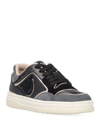 Кожаные кроссовки PINKO Mandy SS0075P021 с контрастными вставками черные