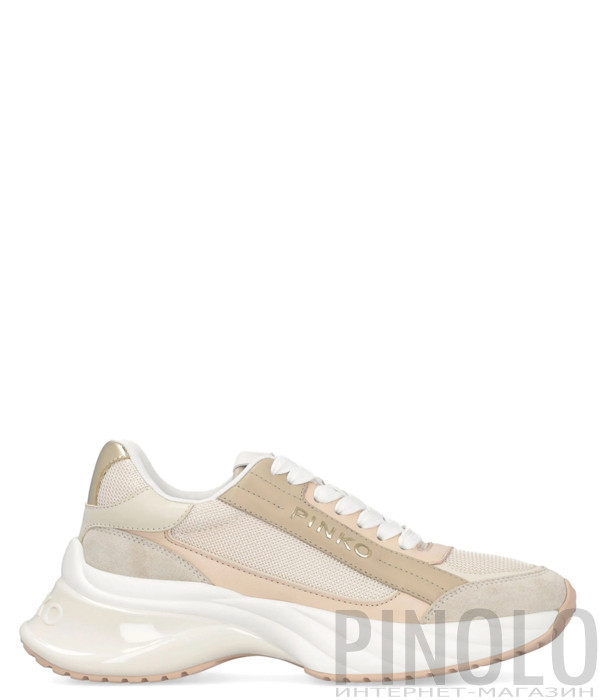 Шкіряні кросівки PINKO Ariel SS0031P075 з логотипом бежеві
