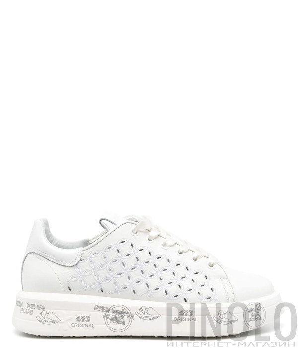 Кожаные кроссовки PREMIATA Belle 6283 с перфорацией белые Кожаные кроссовки PREMIATA Belle 6283 с перфорацией белые