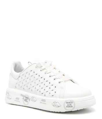 Кожаные кроссовки PREMIATA Belle 6283 с перфорацией белые