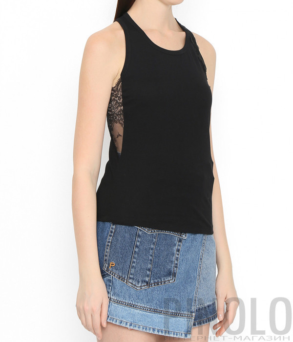 Топ с кружевной отделкой ERMANNO FIRENZE D46EL054EG6 черный