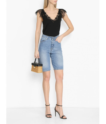 Топ с кружевной отделкой ERMANNO FIRENZE D46EL042EG9 черный