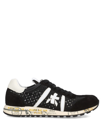 Замшевые кроссовки PREMIATA LUCYD 7414 с перфорацией черные