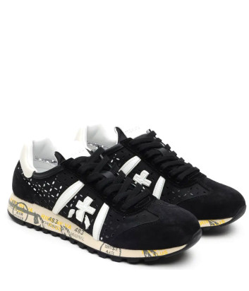 Замшевые кроссовки PREMIATA LUCYD 7414 с перфорацией черные