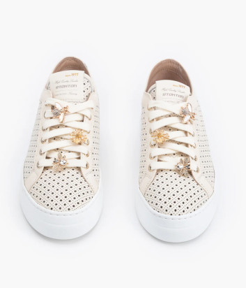 Кроссовки с декором STOKTON 140-D в перфорированной коже бежевые