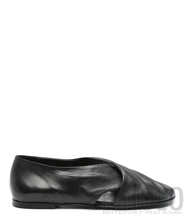 Шкіряні балетки ELENA IACHI E4148 з вирізними деталями чорні